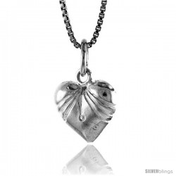 Sterling Silver Small Heart Pendant, 1/2 in Tall