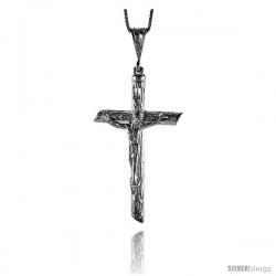Sterling Silver Large Crucifix Pendant, 2 1/8 in
