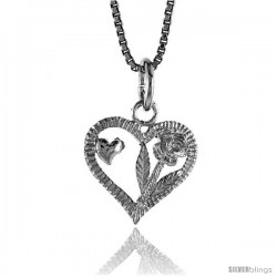 Sterling Silver Heart Pendant, 1/2 in Tall -Style 4p980