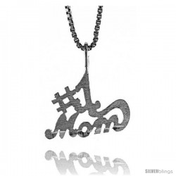 Sterling Silver No. 1 Mom Talking Pendant, 1/2 in Tall
