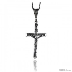 Sterling Silver Tube Crucifix Pendant, 1 1/2 in -Style 4p99