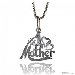 Sterling Silver No. 1 Mom Talking Pendant, 1/2 in Tall -Style 4p990