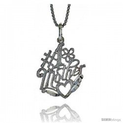 Sterling Silver No. 1 Mom Talking Pendant, 3/4 in Tall -Style 4p991