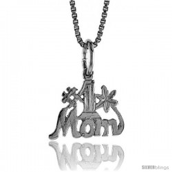 Sterling Silver No. 1 Mom Talking Pendant, 1/2 in Tall -Style 4p997