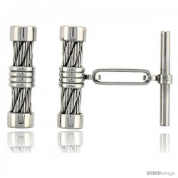 Stainless Steel Cable Cuff Links, 5/8 in (16 mm) long