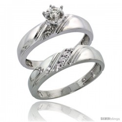 10k White Gold Ladies' 2-Piece Diamond Engagement Wedding Ring Set, 3/16 in wide -Style 10w110e2