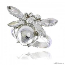 Sterling Silver Bumble Bee Ring Polished finish 5/8 in wide