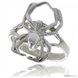 Sterling Silver Spider Ring Polished finish 11/16 in wide