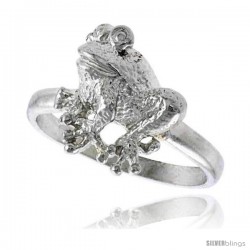 Sterling Silver Frog Ring Polished finish 1/2 in wide