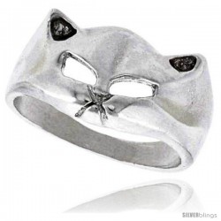 Sterling Silver Cat Ring Polished finish 3/8 in wide