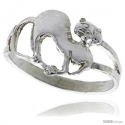 Sterling Silver Cat Ring Polished finish 3/8 in wide -Style Ffr520