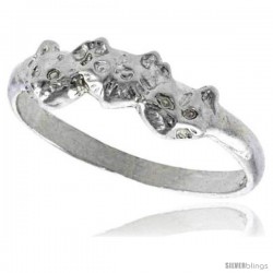 Sterling Silver Cat Ring Polished finish 3/16 in wide