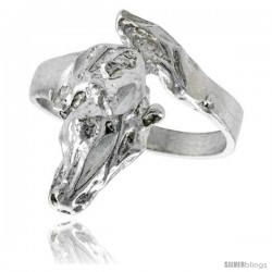 Sterling Silver Horse Head Ring Polished finish 3/4 in wide