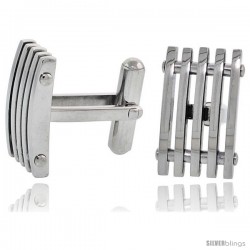 Stainless Steel Cufflinks with 5 Bars, 3/4 x 1/2 in