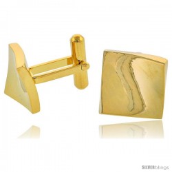 Stainless Steel Square Gold Plated Cufflinks with Flared Corners, 5/8 in (15 mm)