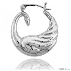 Sterling Silver High Polished Small Swan Earrings