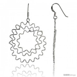 Sterling Silver Graduated Twister Flower Dangle Earrings, 1 11/16" (42 mm) tall