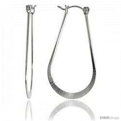 Sterling Silver U-shaped Textured Hoop Earrings, 1 3/4" (45 mm) tall