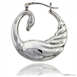 Sterling Silver High Polished Medium Swan Earrings