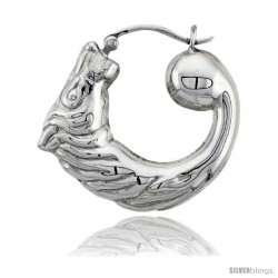 Sterling Silver High Polished Medium Horse Head Earrings