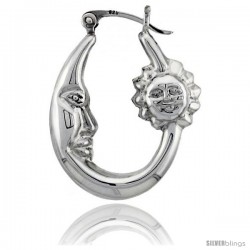 Sterling Silver High Polished Small Sun and Moon Earrings