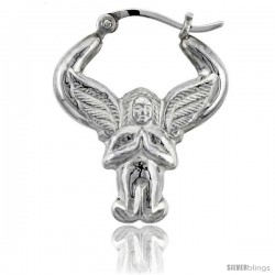 Sterling Silver High Polished Small Praying Angel Earrings