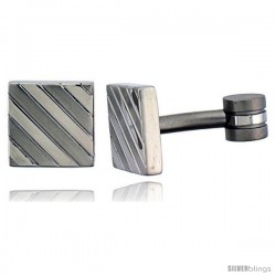 Stainless Steel Square Shape, Cufflinks Striped Pattern