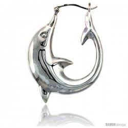 Sterling Silver High Polished Large Dolphin Earrings