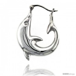 Sterling Silver High Polished Medium Dolphin Earrings