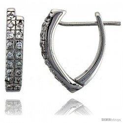 Sterling Silver Earrings Pave Set CZ, 3/4 in. 20 mm Long