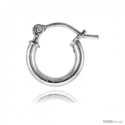 Sterling Silver Tiny Tube Hoop Earrings with Post-Snap Closure 2mm thick 3/8 in round