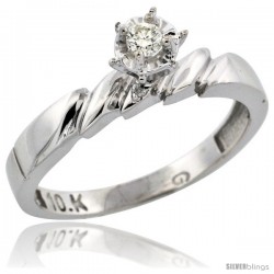 10k White Gold Diamond Engagement Ring, 5/32 in wide