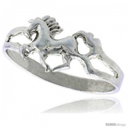 Sterling Silver Very Tiny Unicorn Ring Polished finish 1/4 in wide