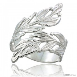 Sterling Silver Freeform Leaf Vine Ring Polished finish 1 3/16 in wide