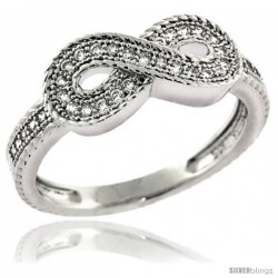 Sterling Silver Cubic Zirconia Infinity Symbol Ring Micro Pave