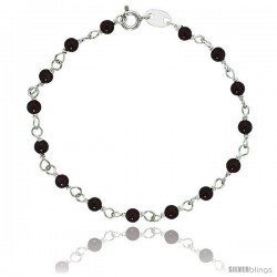 Sterling Silver Natural Garnet Bead Necklace Bracelet Anklet 4 mm Wire Wrapped Handmade