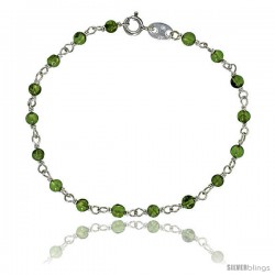 Sterling Silver Natural Peridot Bead Necklace Bracelet Anklet 4 mm Wire Wrapped Handmade
