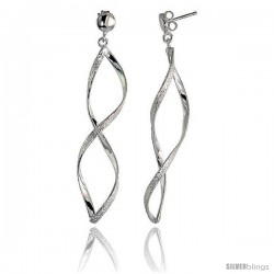 Sterling Silver Textured Swirl Dangle Earrings, 2 5/16" (59 mm) tall