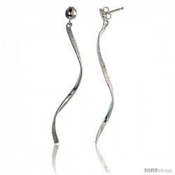 Sterling Silver Textured Swirl Dangle Earrings, 2 1/4" (57 mm) tall