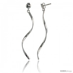Sterling Silver Polished Swirl Dangle Earrings, 2 1/8" (54 mm) tall