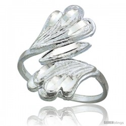 Sterling Silver Fan-shaped Freeform Ring Polished finish 7/8 in wide