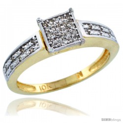 10k Gold Diamond Engagement Ring w/ 0.145 Carat Brilliant Cut Diamonds, 1/8 in. (3mm) wide