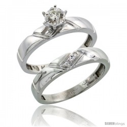 10k White Gold Ladies' 2-Piece Diamond Engagement Wedding Ring Set, 5/32 in wide -Style 10w112e2