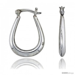Sterling Silver High Polished Thin Tube Hoop Earrings, 7/8" Long