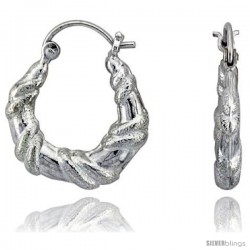 Sterling Silver High Polished Hoop Earrings, 7/8" Long