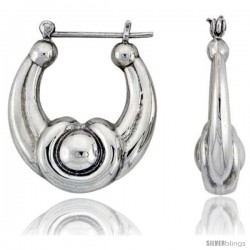 Sterling Silver High Polished Hoop Earrings, 1 1/8" Long -Style Te75