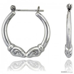 Sterling Silver High Polished Ram Head Hoop Earrings, 1 1/16" Long