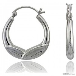 Sterling Silver High Polished Quarter size Hoop Earrings, 1" Long