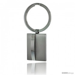 Stainless Steel Satin Finish Engravable Keychain Key Tag Key Fob Key Ring, 2 1/2 in (63 mm) tall