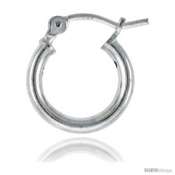 Sterling Silver Small Tube Hoop Earrings with Post-Snap Closure 2mm thick 1/2 in round